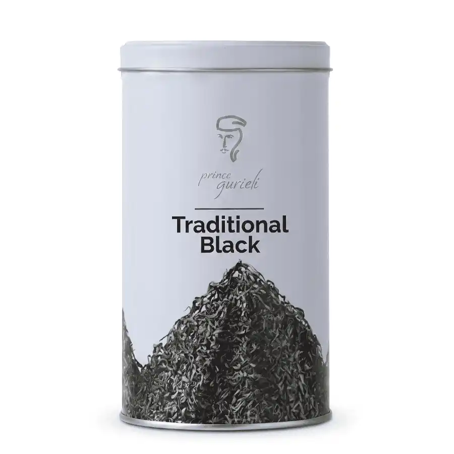 Prince Gurieli gruzínský Prémiový černý čaj sypaný - 100g. Prémiový gruzínský sypaný černý čaj Prince Gurieli. Ručně sbíraný "First Flush" z ekologických plantáží. Intenzivní barva, květinové aroma a jemná chuť. Nakupujte autentickou kvalitu. Gurieli cierny caj 100g Prémium