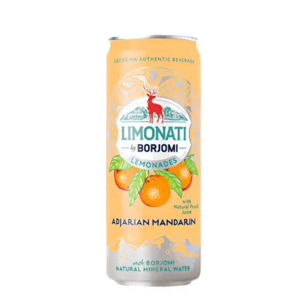 Glass of iced mandarin lemonade garnished with fresh citrus slices