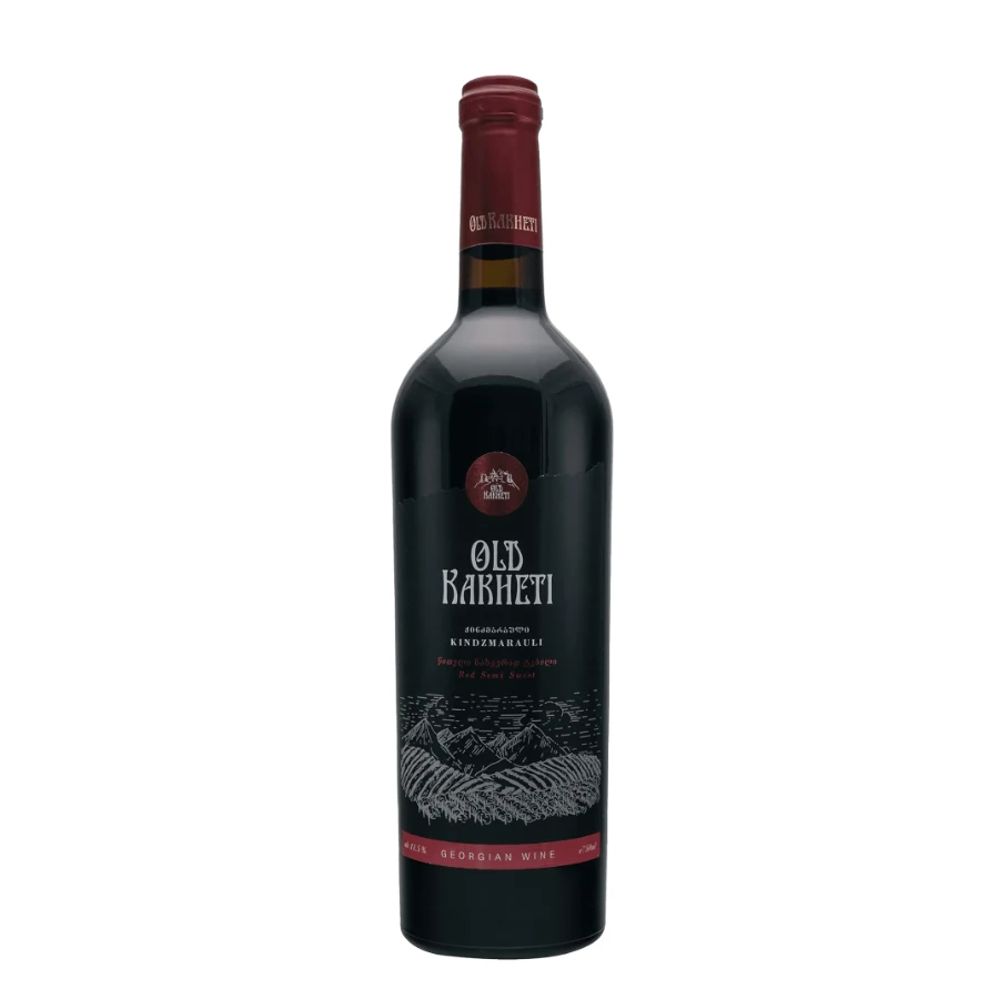 Old Kakheti – Kindzmarauli polosladké červené víno – 0,75 l Old Kakheti Kindzmarauli je prirodzene polosladké červené víno s chráneným označením pôvodu z mikrozóny Kindzmarauli v Kachetii. Granátovo červená farba, vôňa lesného ovocia a čerešní a zamatová chuť s príjemne sladkou dochuťou. Ideálne k dezertom, syrom aj ako aperitív. Old Kakheti – Kindzmarauli polosladké červené víno – 0,75 l